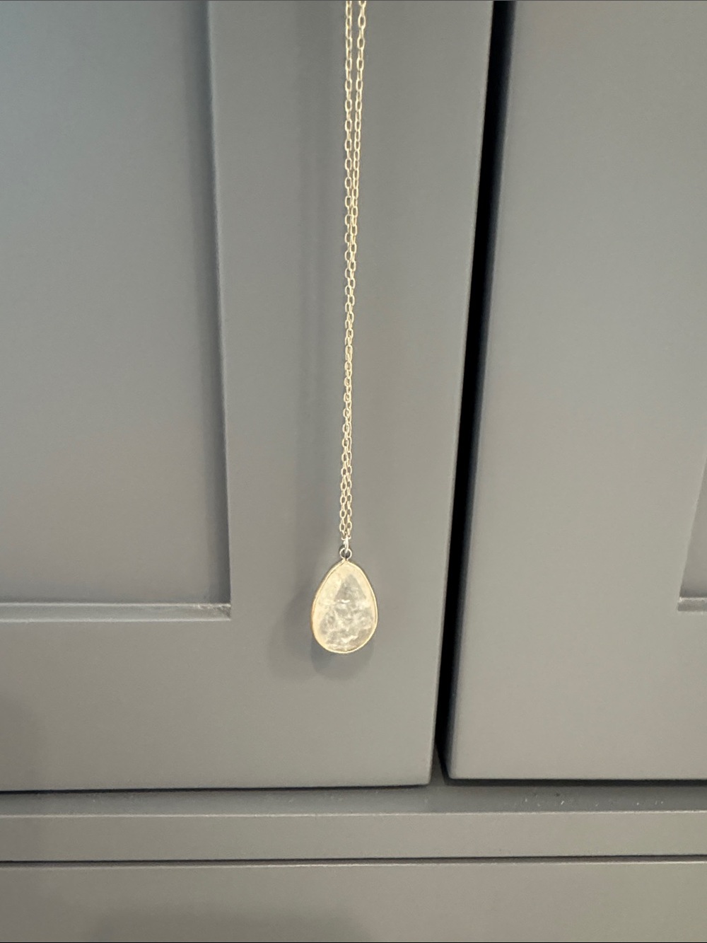 Teardrop Clear Stone Pendant Necklace in Silver Tone